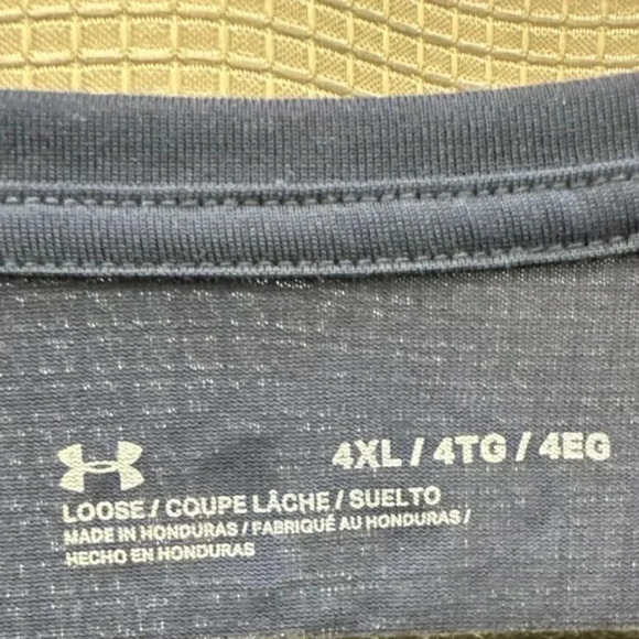 New Men’s Under Armour UA Tech graphic Tee Shirt Blue lightweight 4XL plus size - Picture 4 of 5